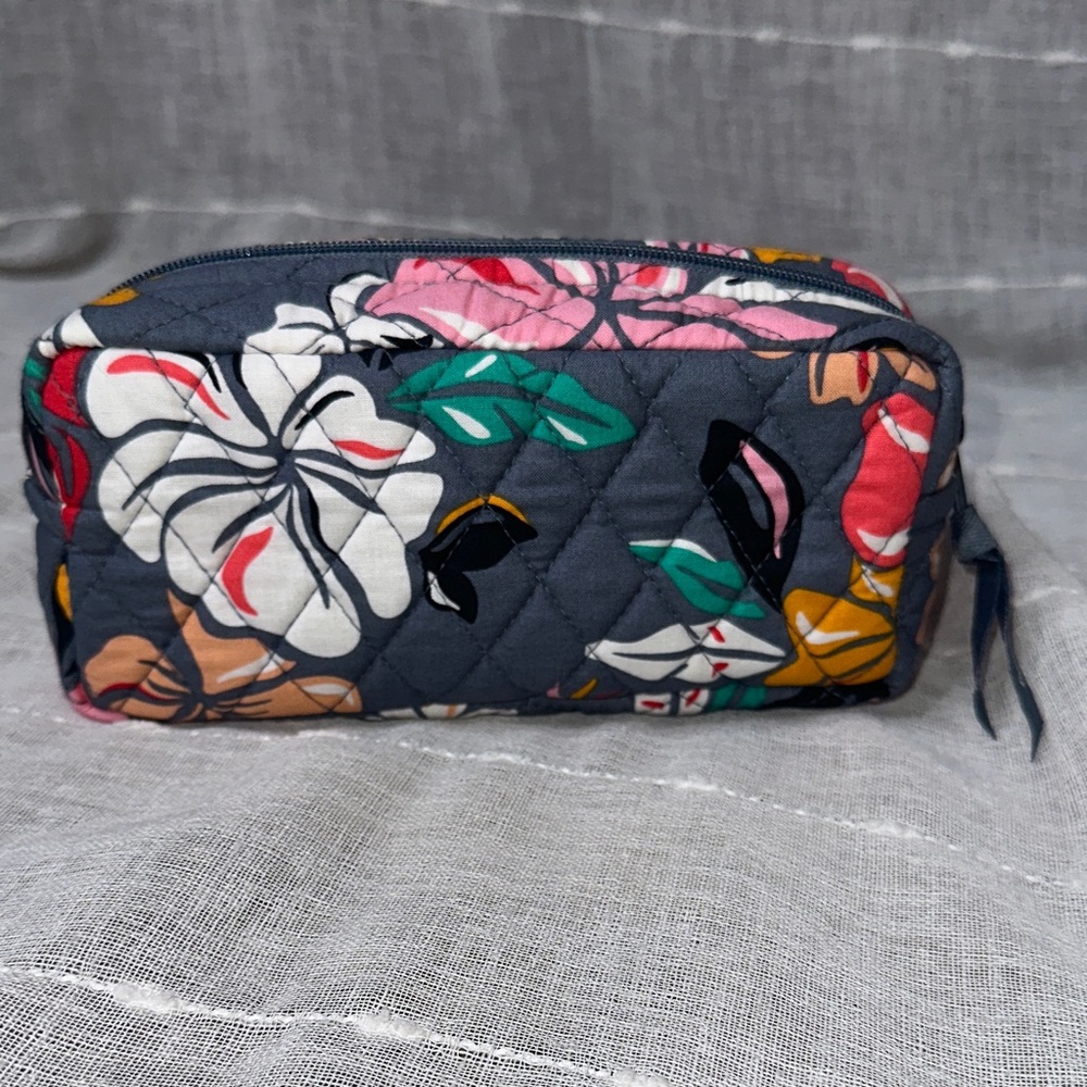 Vera Bradley Quilted Floral Cosmetic Bag - Gray and Pink